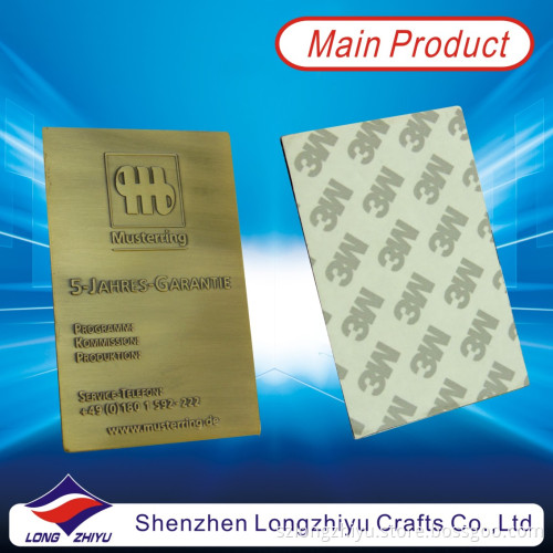 3m Adhesive Metal Custom Embossed Logo Emblem Label Bronze Nameplate (LZY600014)